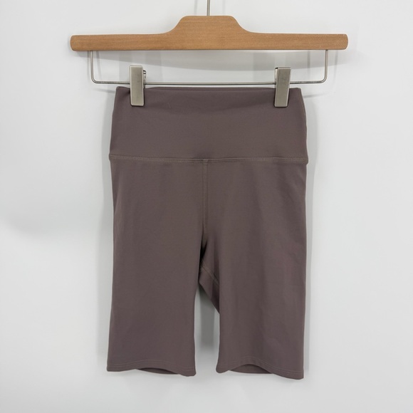 Joah Brown Pants - Joah Brown Tan Bike Shorts High-Waisted Stretchy XS / S purple brown